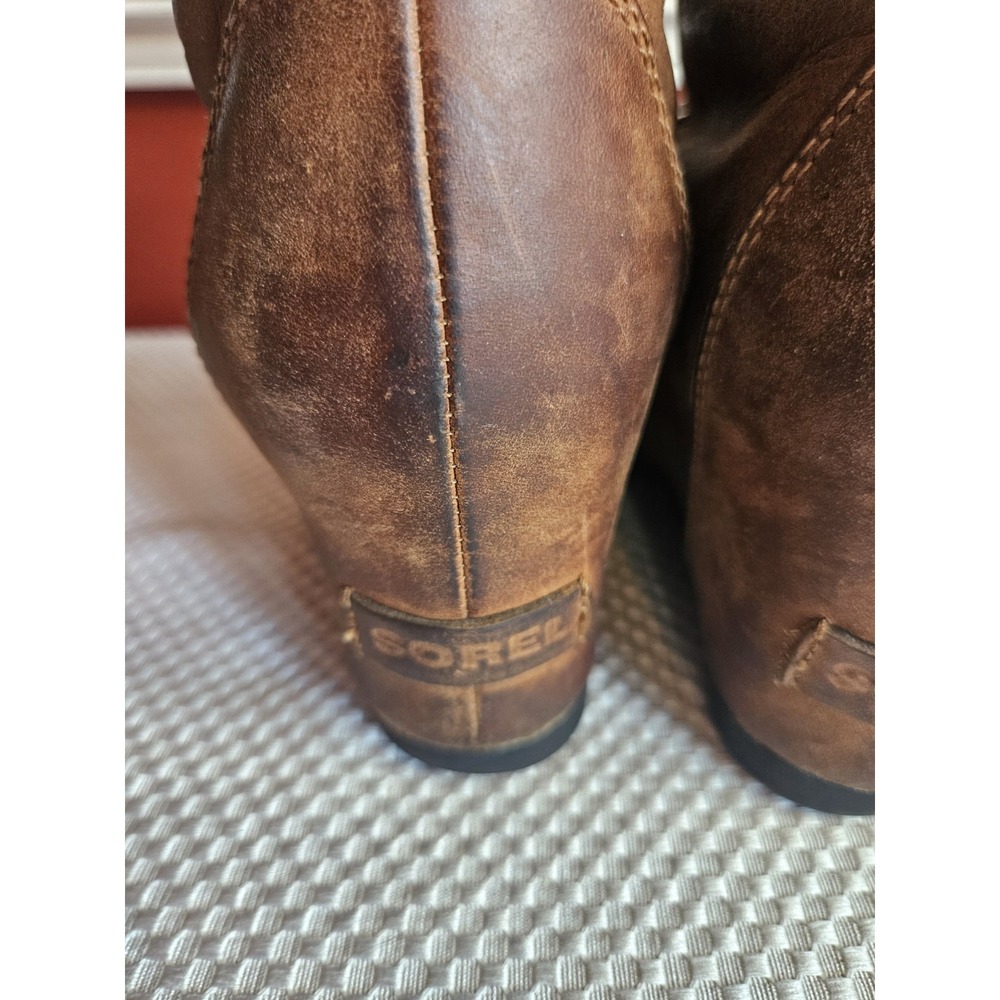 Sorel Conquest Wedge Elk/British Tan Classic Alpine Leather Booties Size 9 - Picture 4 of 7